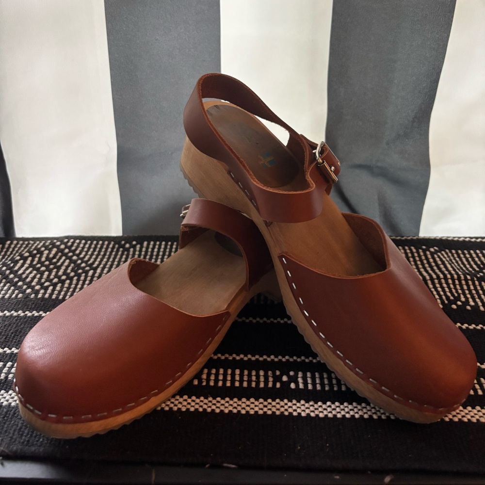 MIA Brown Leather Clogs